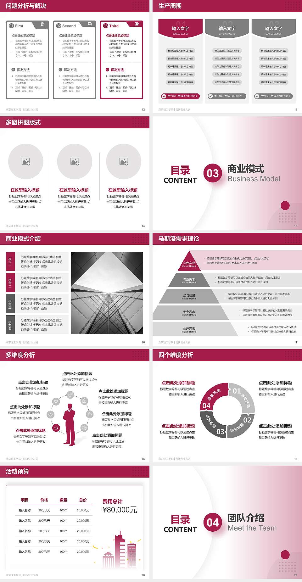 燕京理工学院全国大学生创新创业大赛计划书PPT模板4:3格式幻灯片预览图3