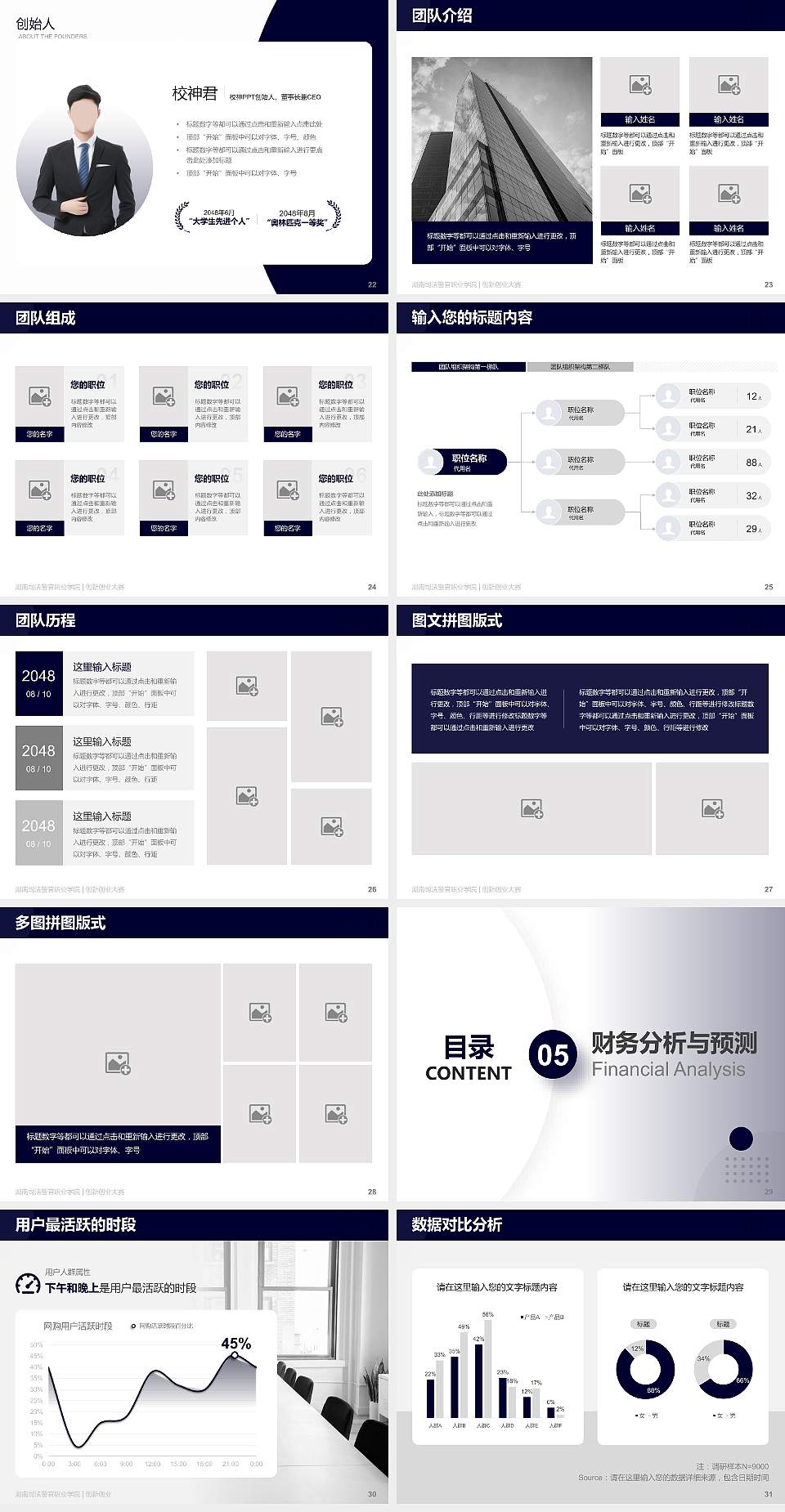湖南司法警官职业学院全国大学生创新创业大赛计划书PPT模板4:3格式幻灯片预览图4
