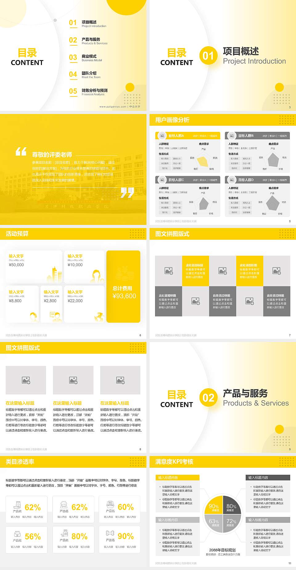 民办万博科技职业学院全国大学生创新创业大赛计划书PPT模板4:3格式幻灯片预览图2