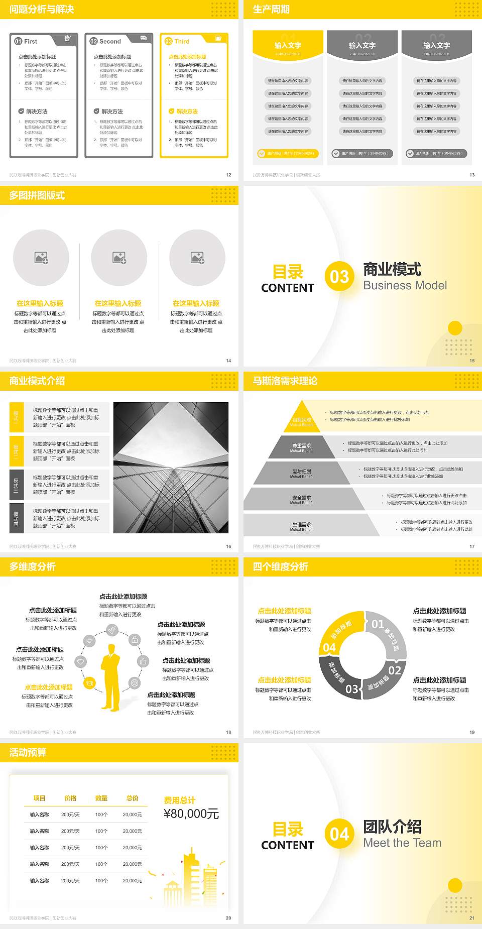 民办万博科技职业学院全国大学生创新创业大赛计划书PPT模板4:3格式幻灯片预览图3