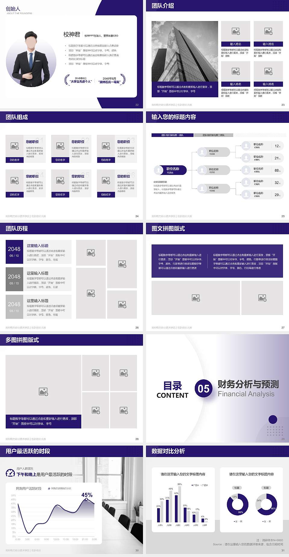 郑州电力职业技术学院全国大学生创新创业大赛计划书PPT模板4:3格式幻灯片预览图4