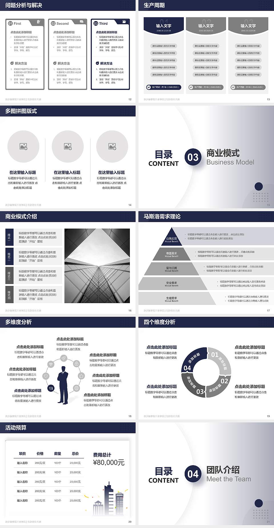 新乡医学院三全学院全国大学生创新创业大赛计划书PPT模板4:3格式幻灯片预览图3
