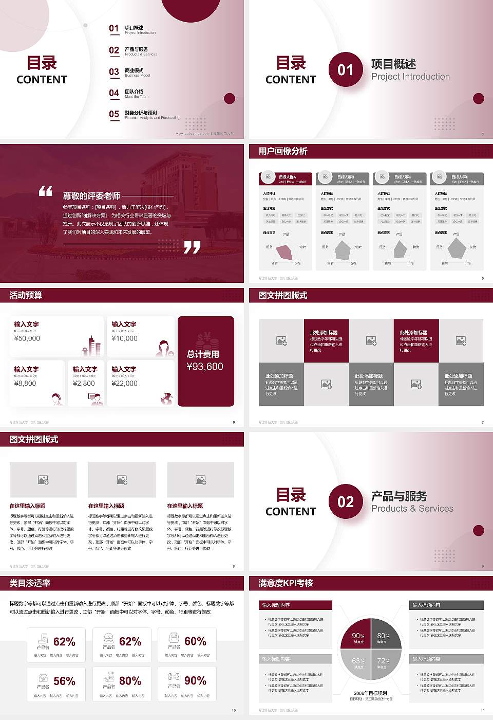 福建师范大学全国大学生创新创业大赛计划书PPT模板16:9格式幻灯片预览图2