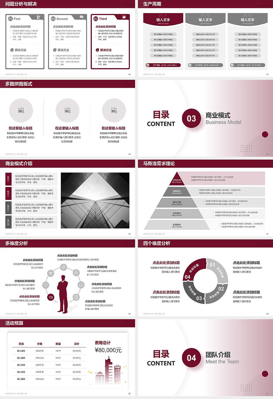 福建师范大学全国大学生创新创业大赛计划书PPT模板16:9格式幻灯片预览图3