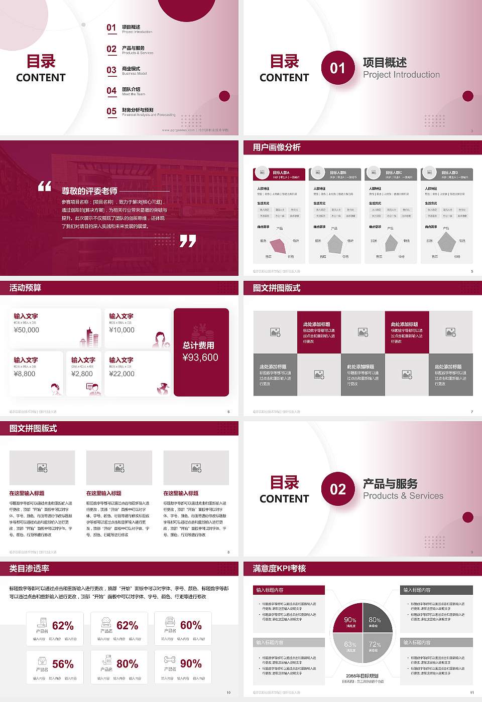 哈尔滨职业技术学院全国大学生创新创业大赛计划书PPT模板16:9格式幻灯片预览图2