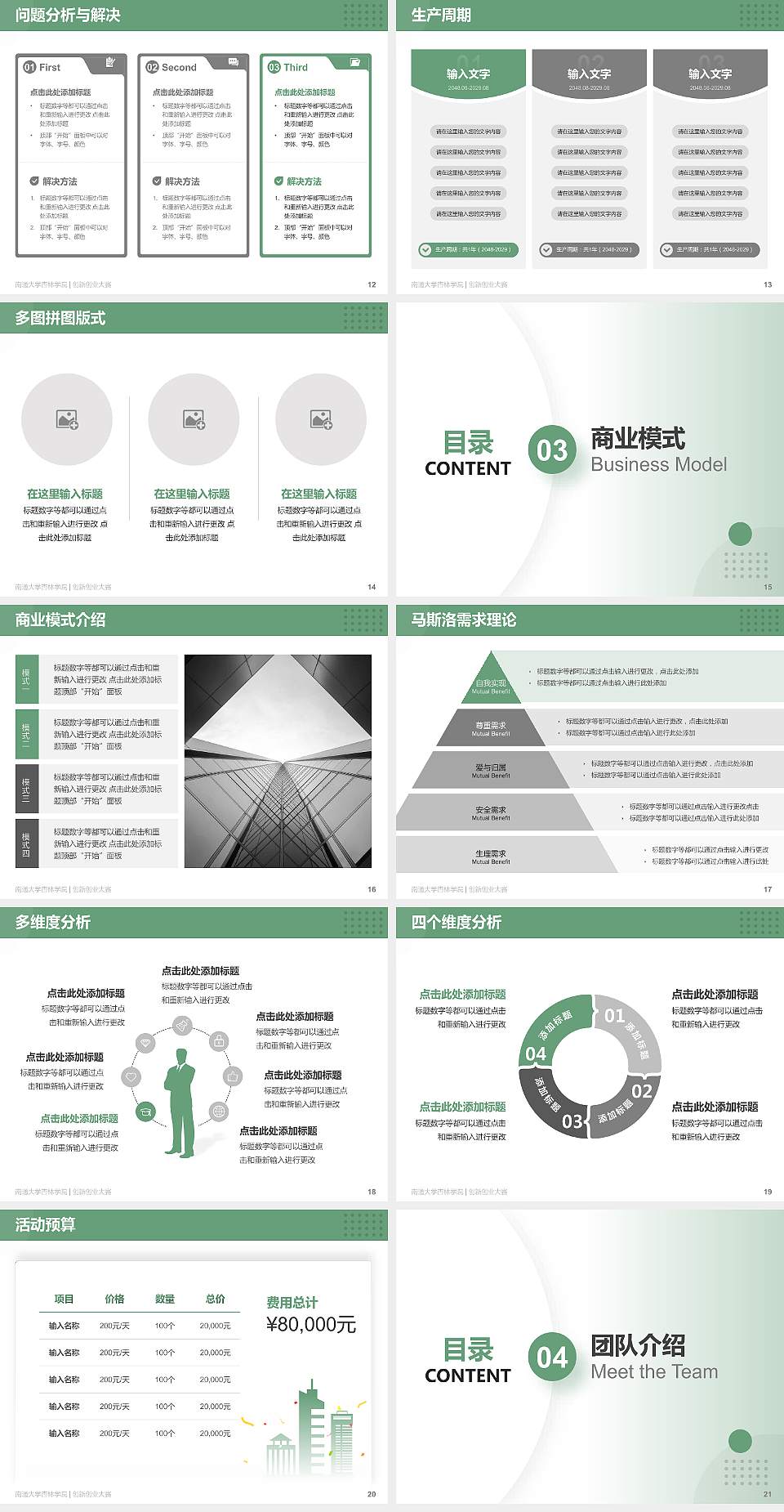 南通大学杏林学院全国大学生创新创业大赛计划书PPT模板4:3格式幻灯片预览图3