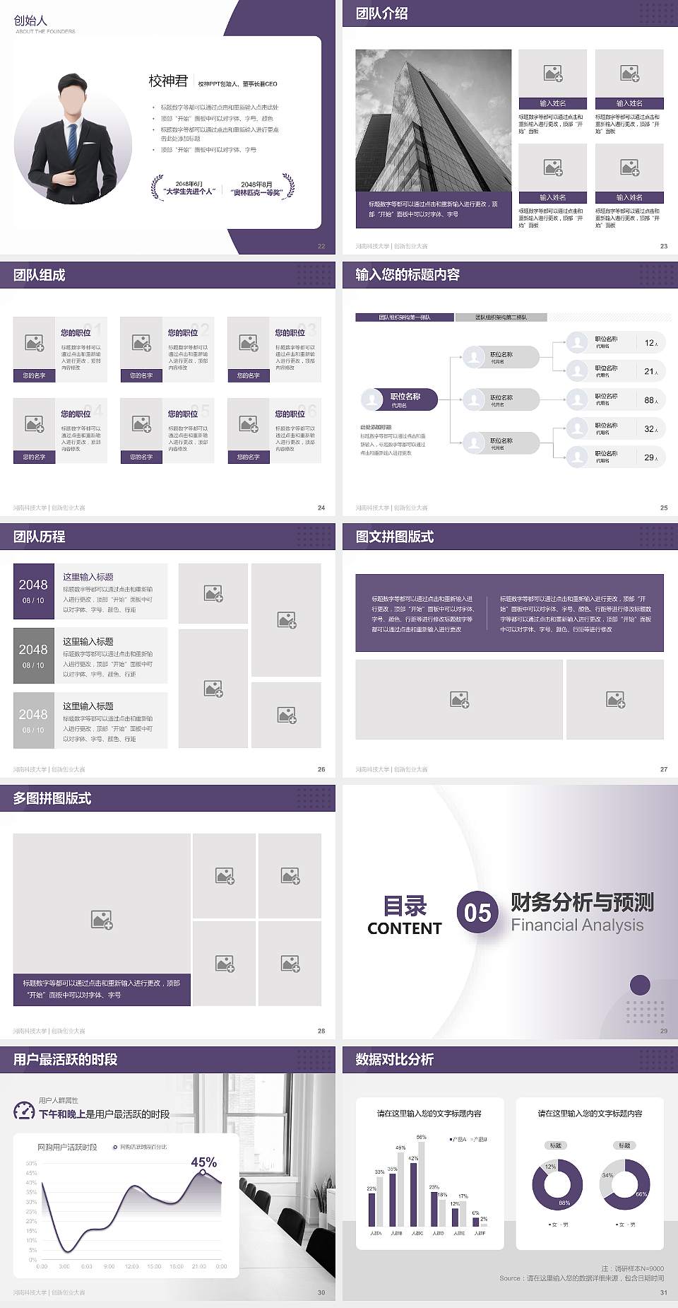 河南科技大学全国大学生创新创业大赛计划书PPT模板4:3格式幻灯片预览图4