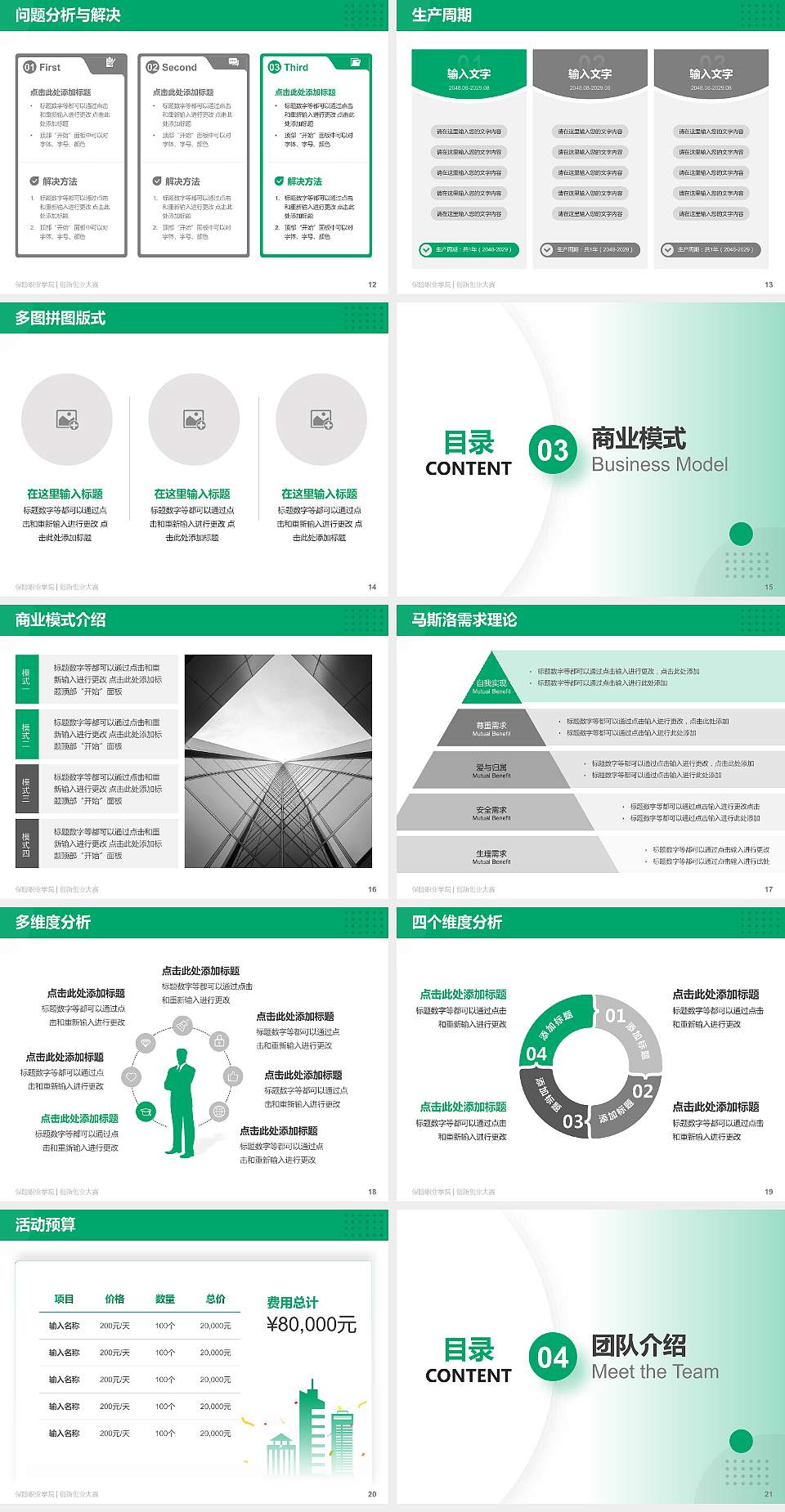 保险职业学院全国大学生创新创业大赛计划书PPT模板4:3格式幻灯片预览图3