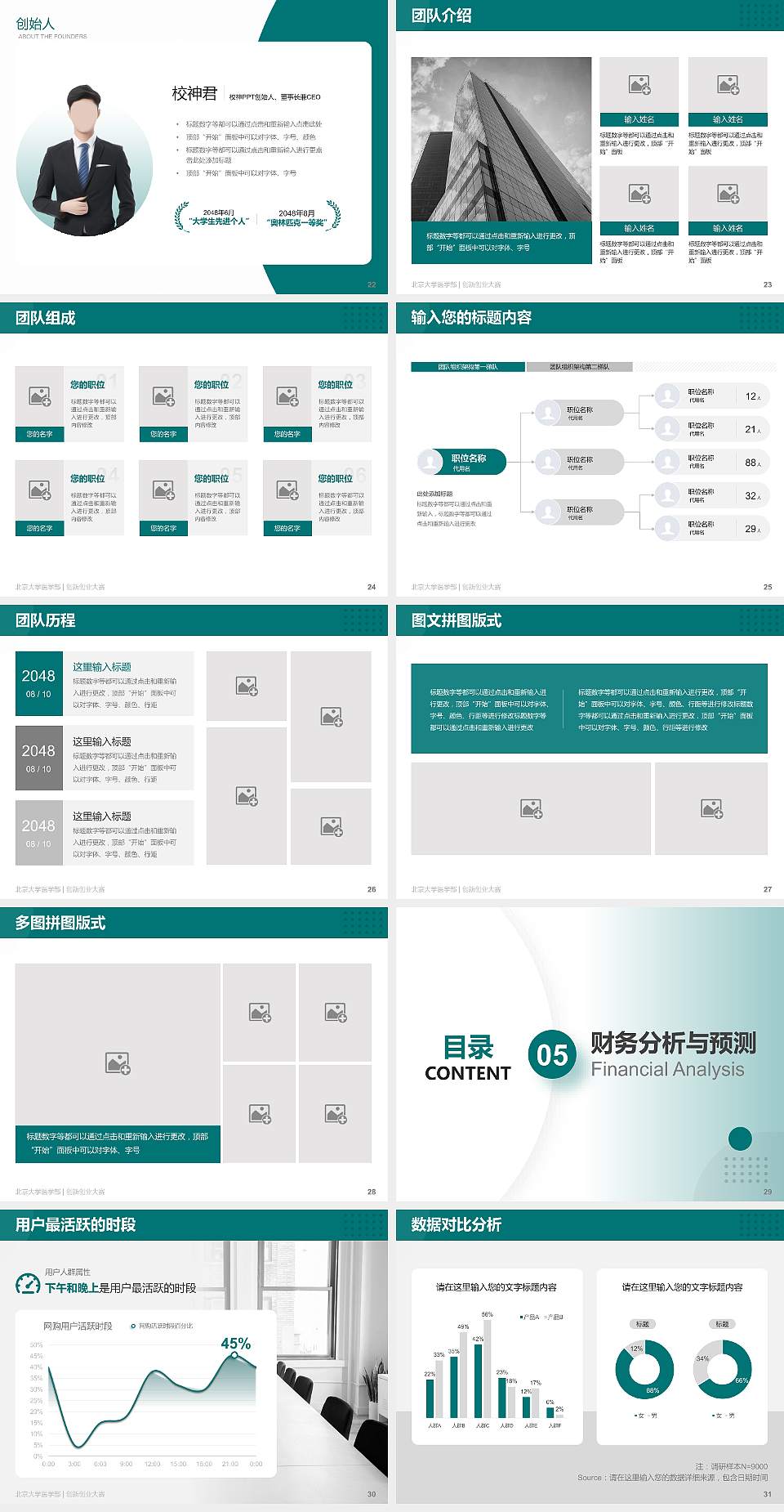 北京大学医学部全国大学生创新创业大赛计划书PPT模板4:3格式幻灯片预览图4