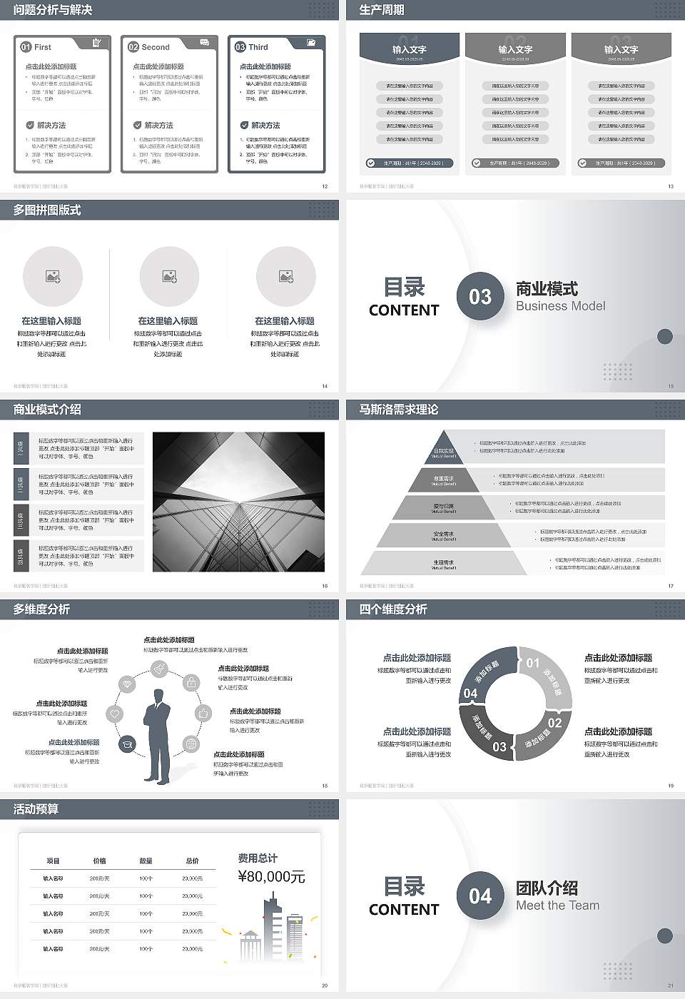 北京服装学院全国大学生创新创业大赛计划书PPT模板16:9格式幻灯片预览图3