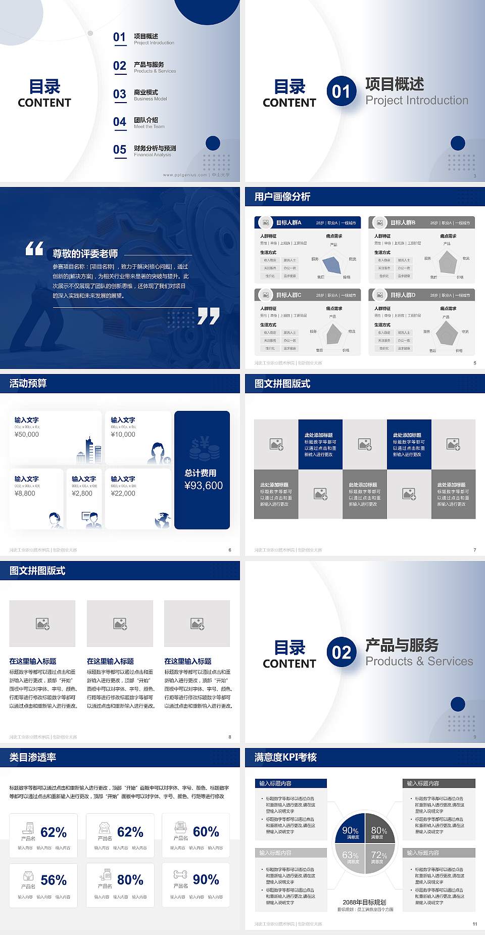 河北工业职业技术学院全国大学生创新创业大赛计划书PPT模板4:3格式幻灯片预览图2
