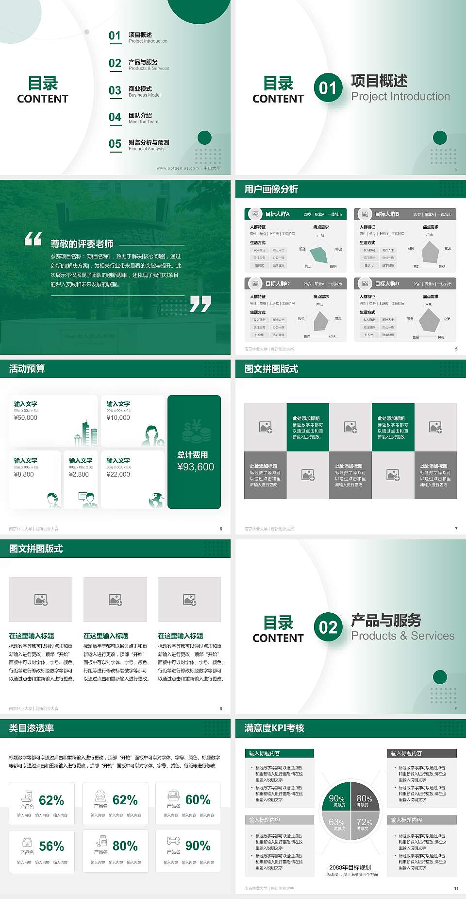 南京林业大学全国大学生创新创业大赛计划书PPT模板4:3格式幻灯片预览图2