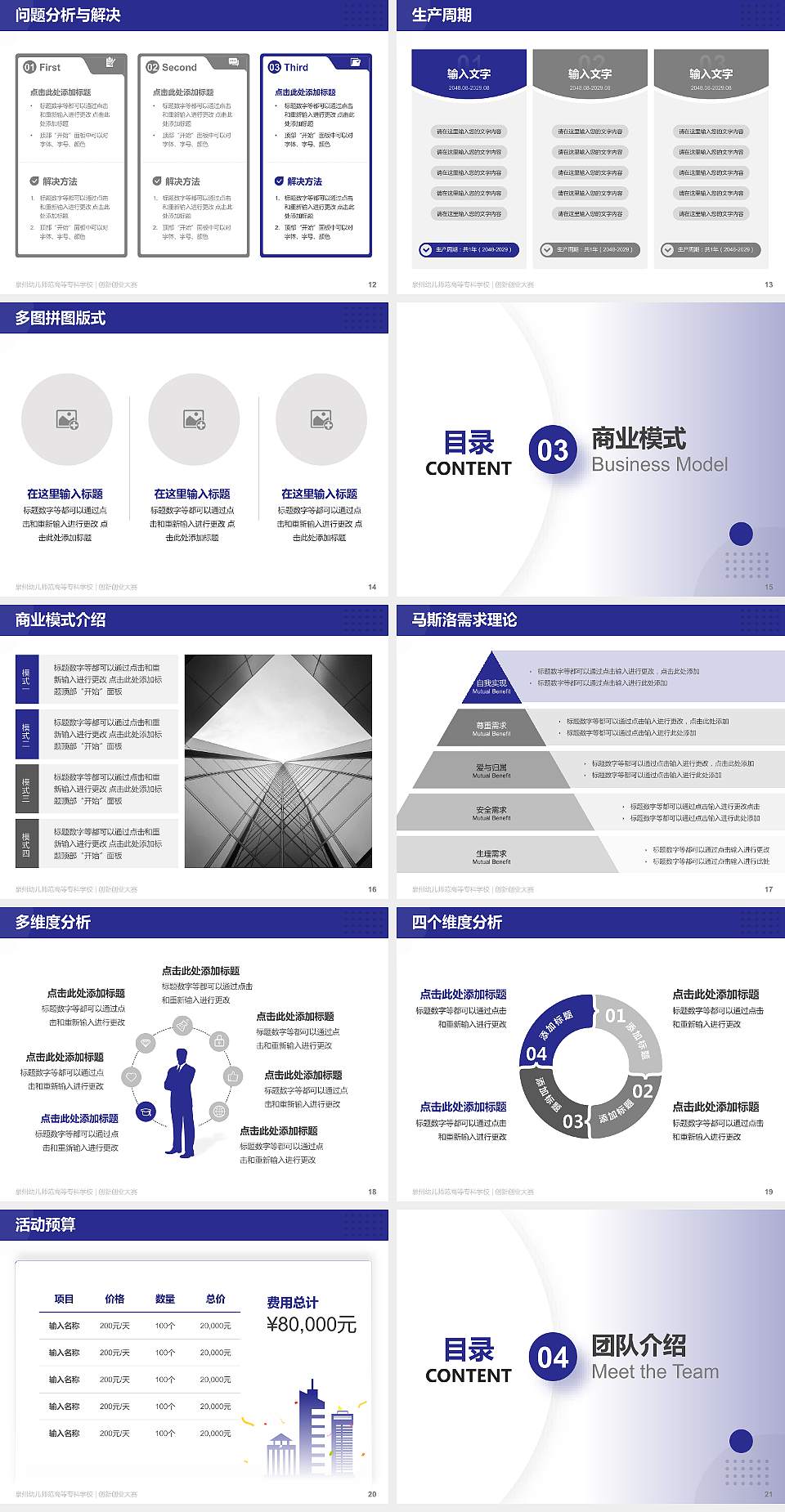 泉州幼儿师范高等专科学校全国大学生创新创业大赛计划书PPT模板4:3格式幻灯片预览图3