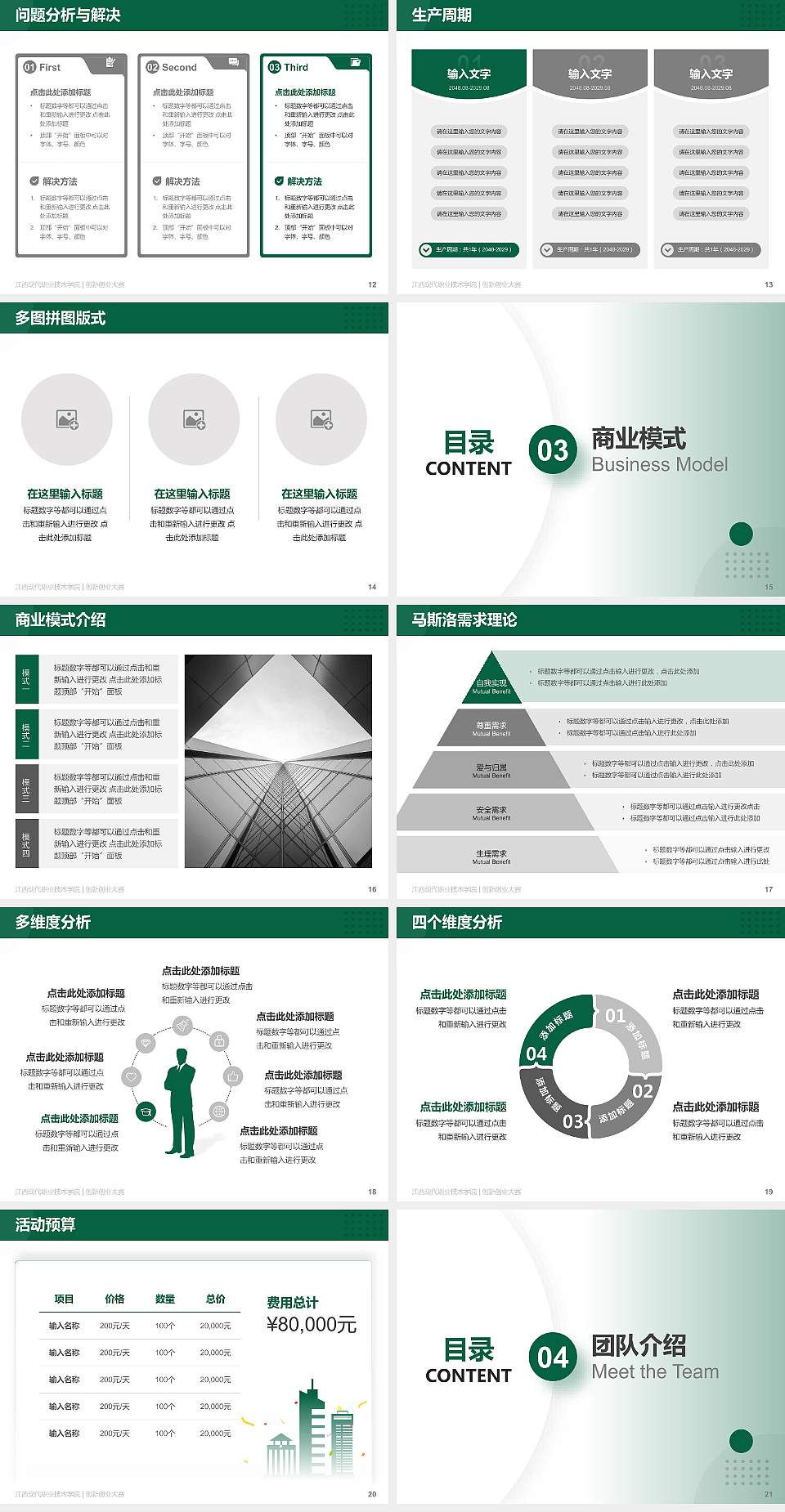 江西现代职业技术学院全国大学生创新创业大赛计划书PPT模板4:3格式幻灯片预览图3