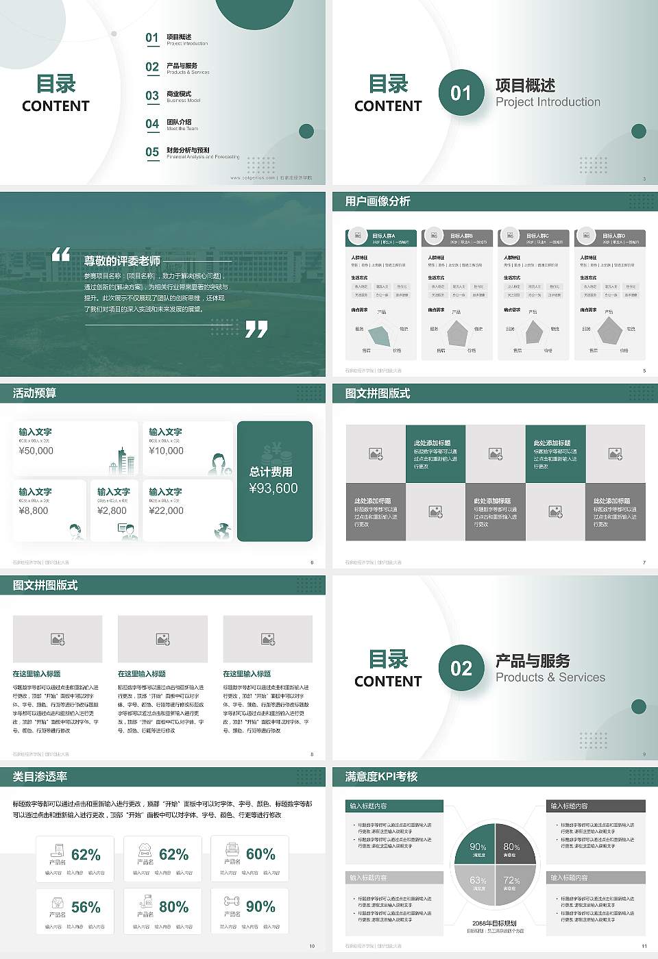 石家庄经济学院全国大学生创新创业大赛计划书PPT模板16:9格式幻灯片预览图2