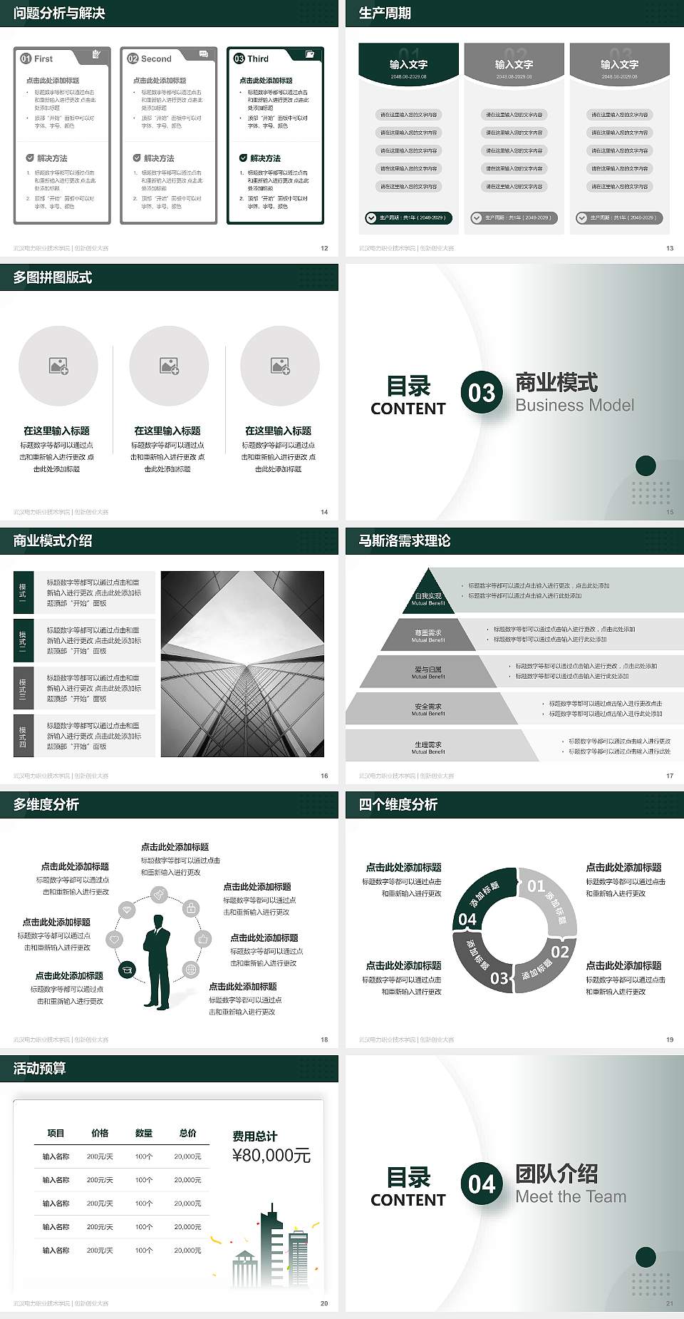 武汉电力职业技术学院全国大学生创新创业大赛计划书PPT模板4:3格式幻灯片预览图3