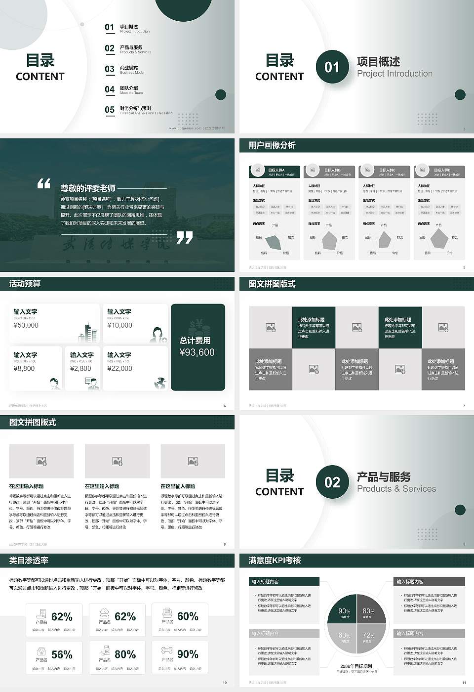 武汉传媒学院全国大学生创新创业大赛计划书PPT模板16:9格式幻灯片预览图2