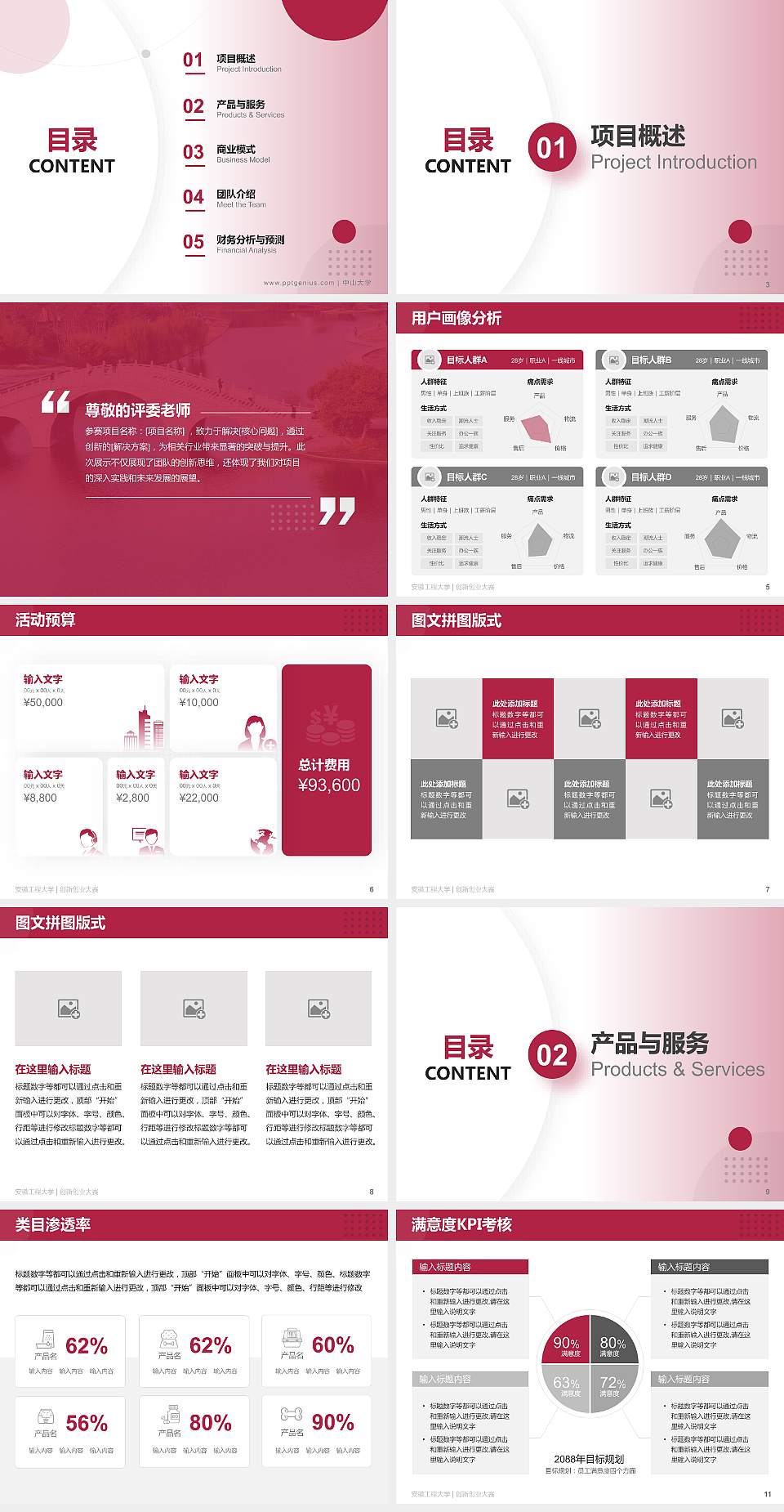 安徽工程大学全国大学生创新创业大赛计划书PPT模板4:3格式幻灯片预览图2