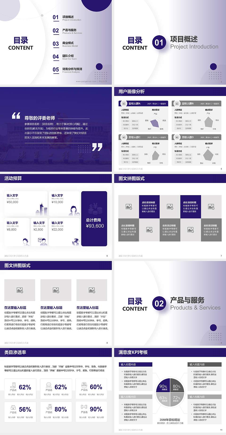 海军工程大学全国大学生创新创业大赛计划书PPT模板4:3格式幻灯片预览图2