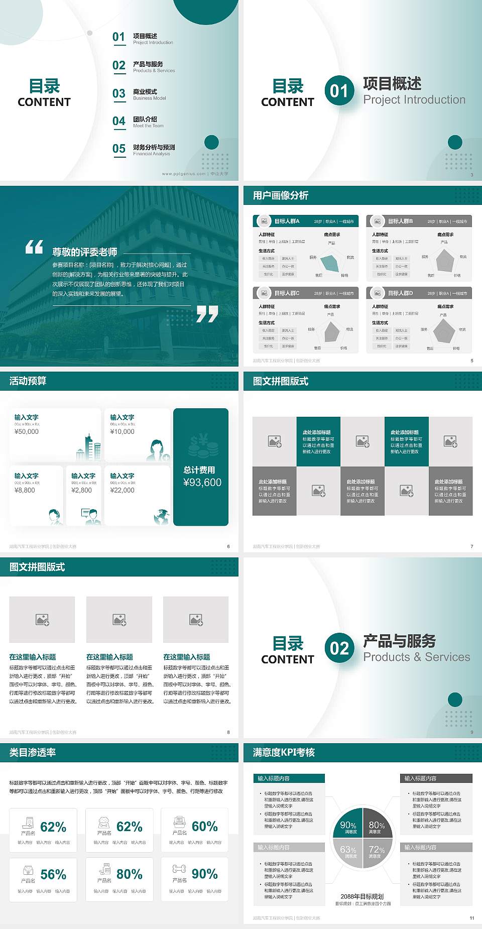 湖南汽车工程职业学院全国大学生创新创业大赛计划书PPT模板4:3格式幻灯片预览图2