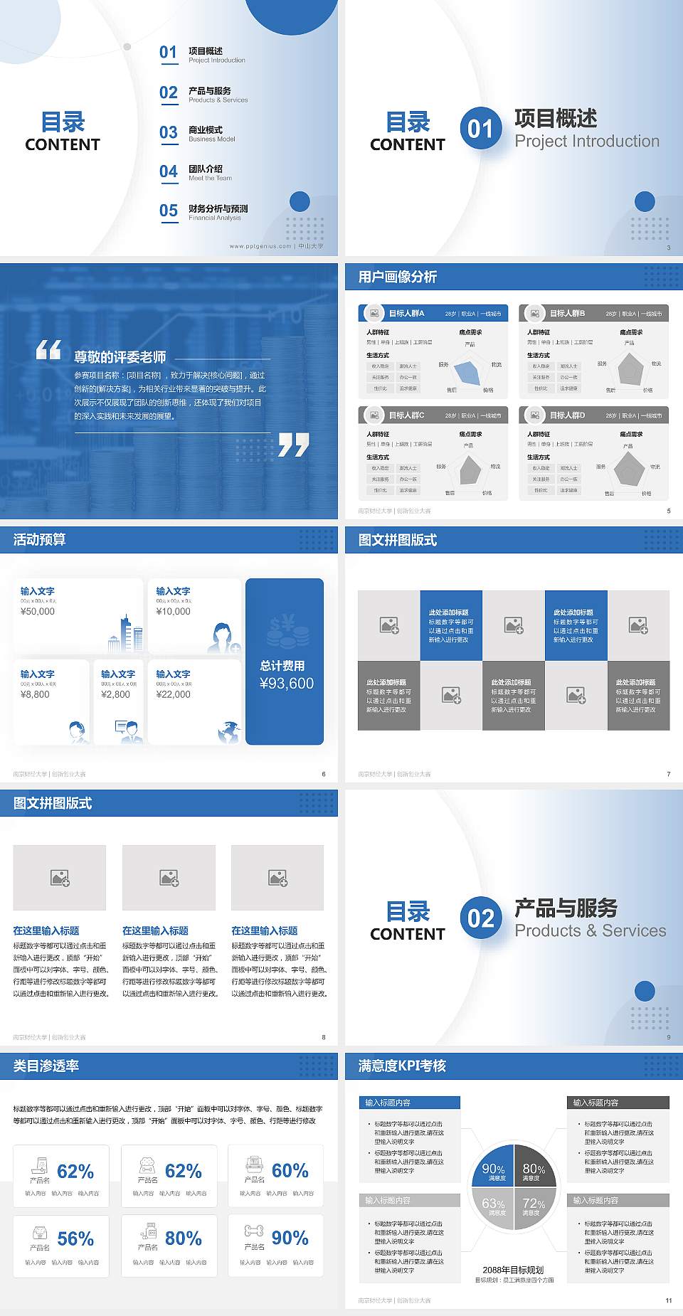 南京财经大学全国大学生创新创业大赛计划书PPT模板4:3格式幻灯片预览图2