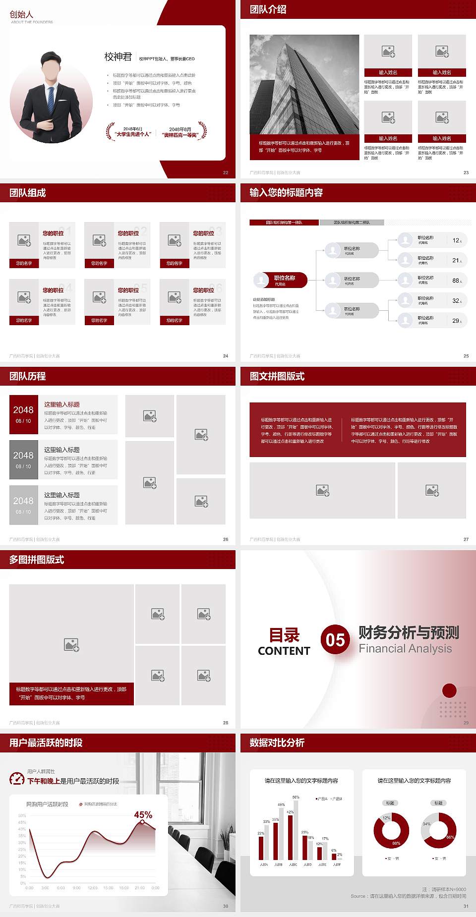 广西师范学院全国大学生创新创业大赛计划书PPT模板4:3格式幻灯片预览图4