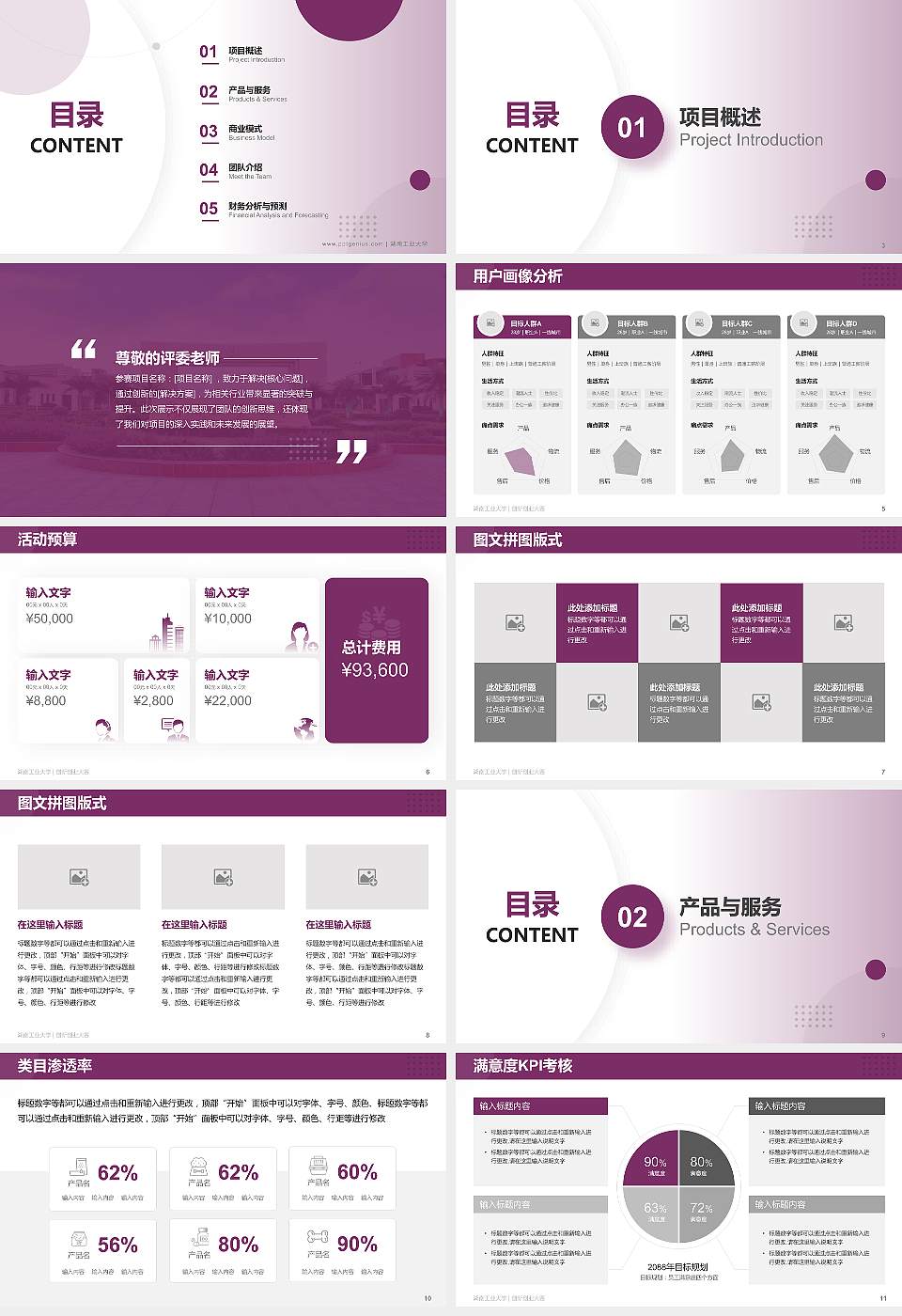 湖南工业大学全国大学生创新创业大赛计划书PPT模板16:9格式幻灯片预览图2