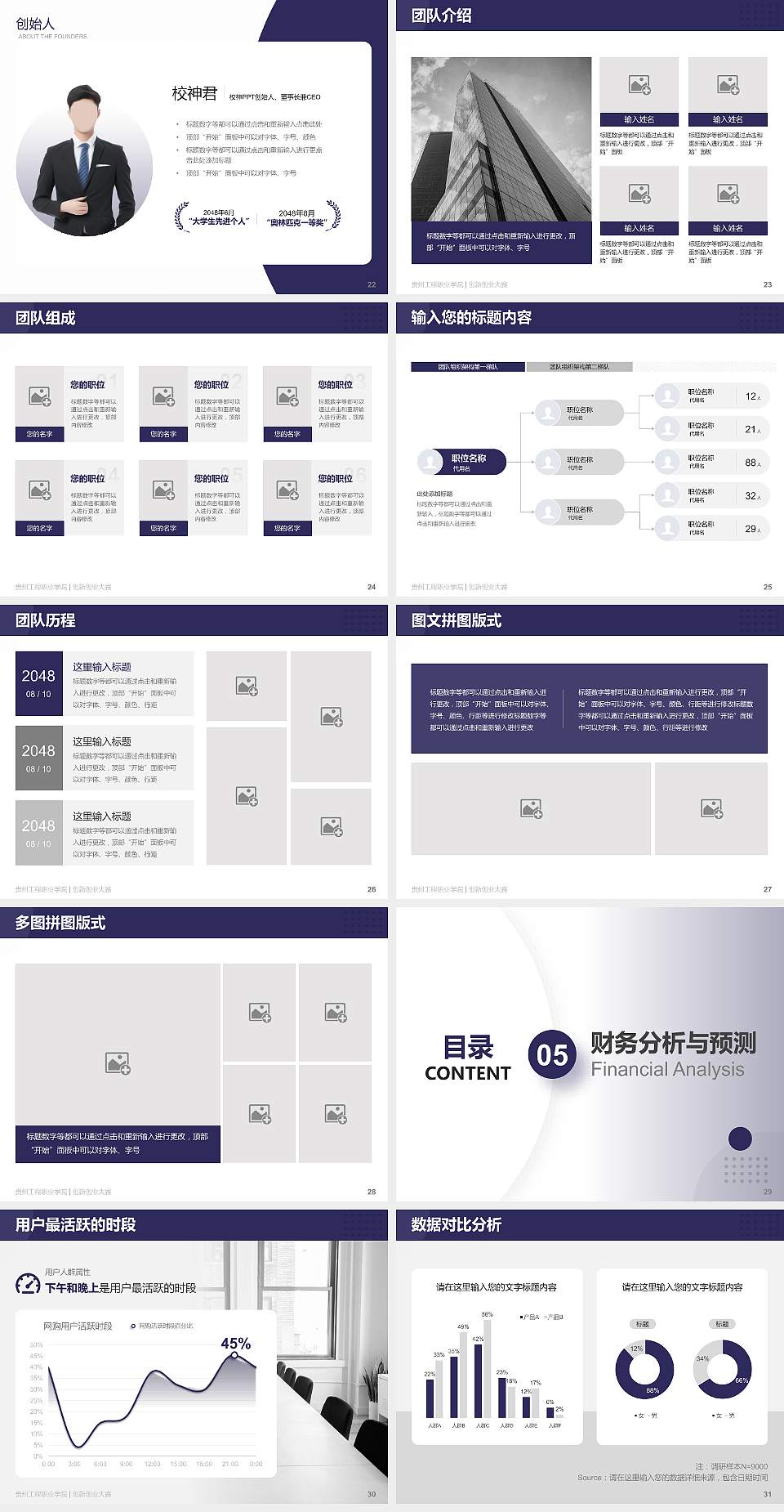 贵州工程职业学院全国大学生创新创业大赛计划书PPT模板4:3格式幻灯片预览图4