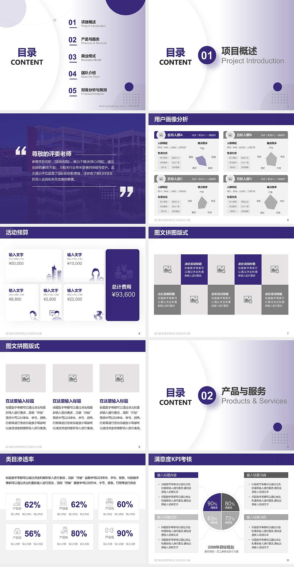 周口职业技术学院全国大学生创新创业大赛计划书PPT模板4:3格式幻灯片预览图2
