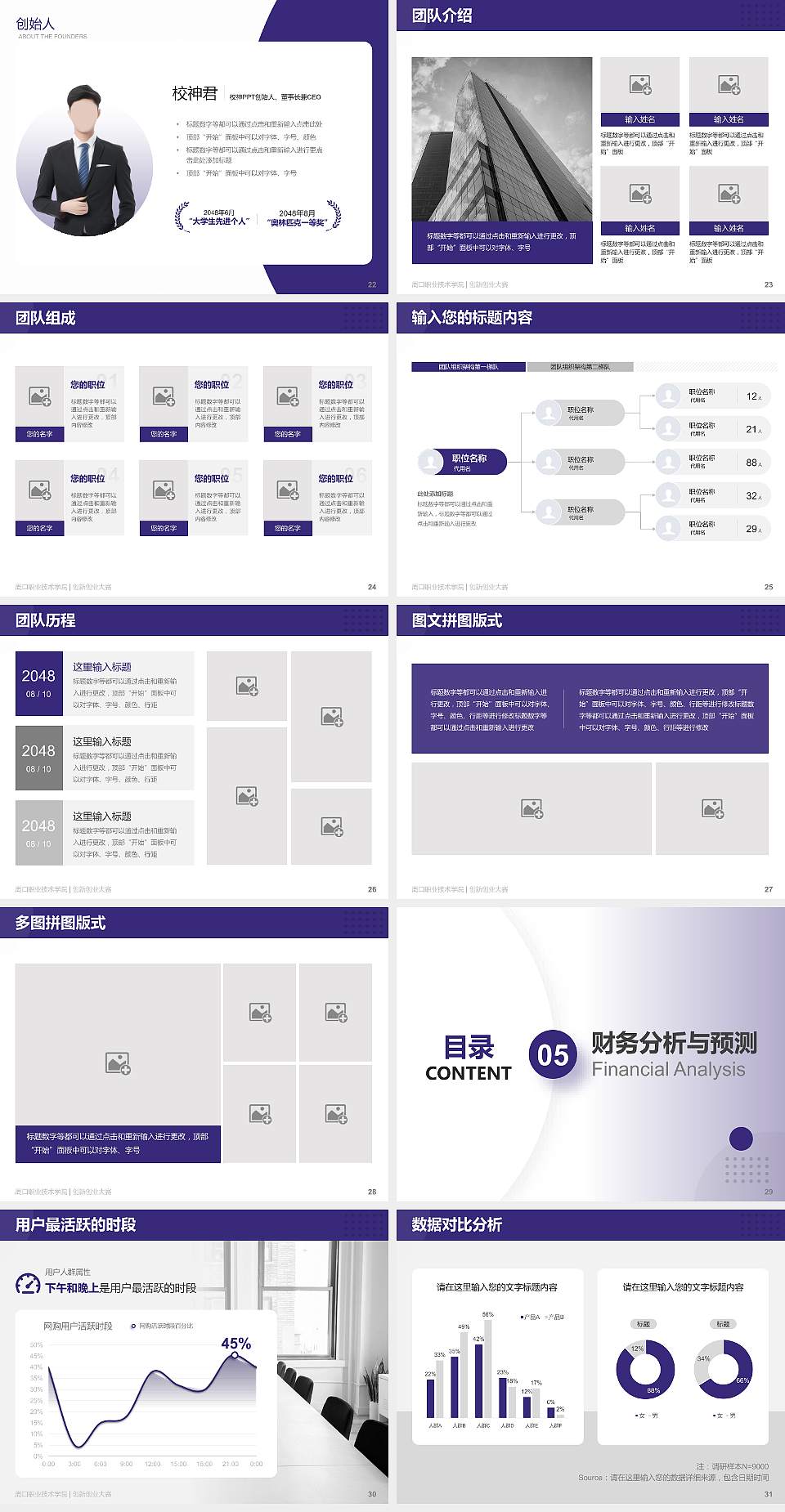 周口职业技术学院全国大学生创新创业大赛计划书PPT模板4:3格式幻灯片预览图4