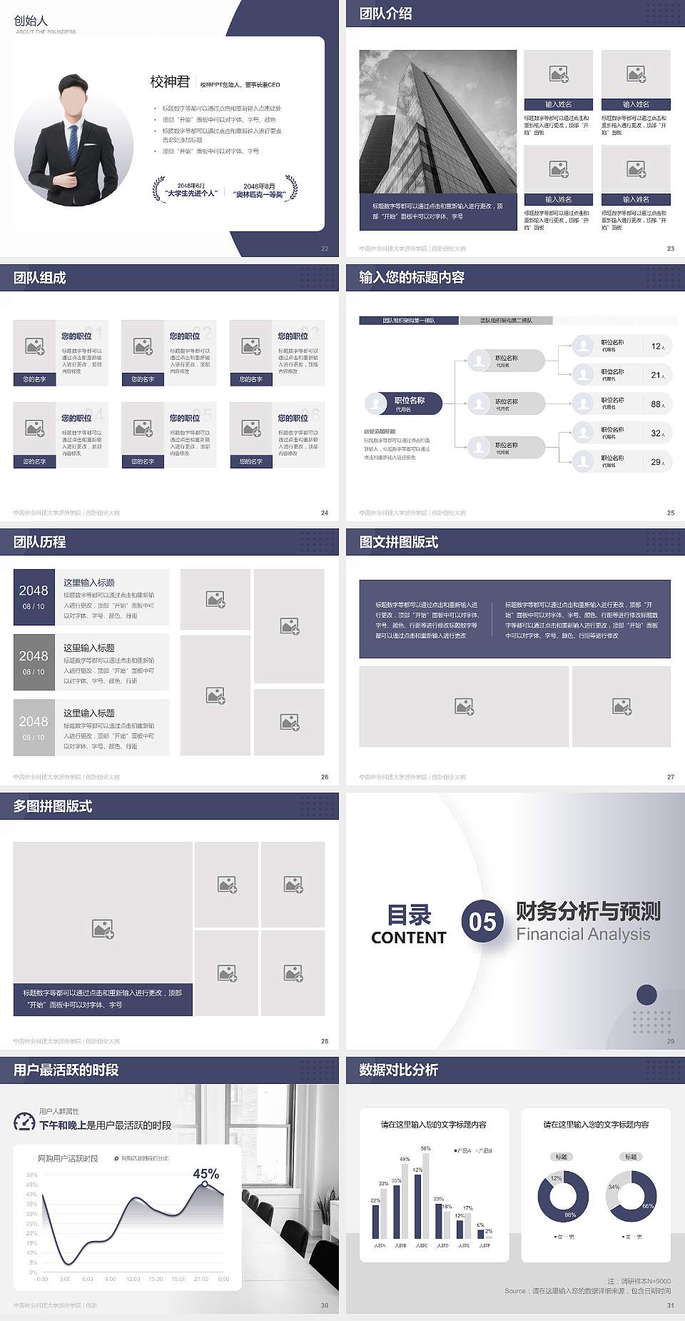 中南林业科技大学涉外学院全国大学生创新创业大赛计划书PPT模板4:3格式幻灯片预览图4
