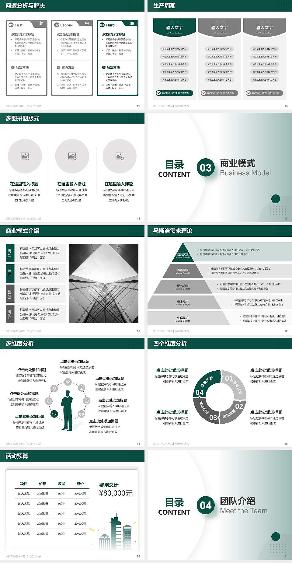 惠州工程职业学院全国大学生创新创业大赛计划书PPT模板4:3格式幻灯片预览图3