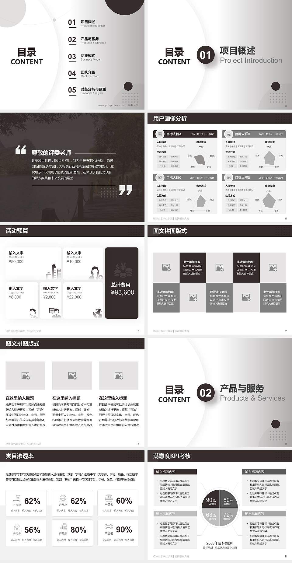 桂林山水职业学院全国大学生创新创业大赛计划书PPT模板4:3格式幻灯片预览图2