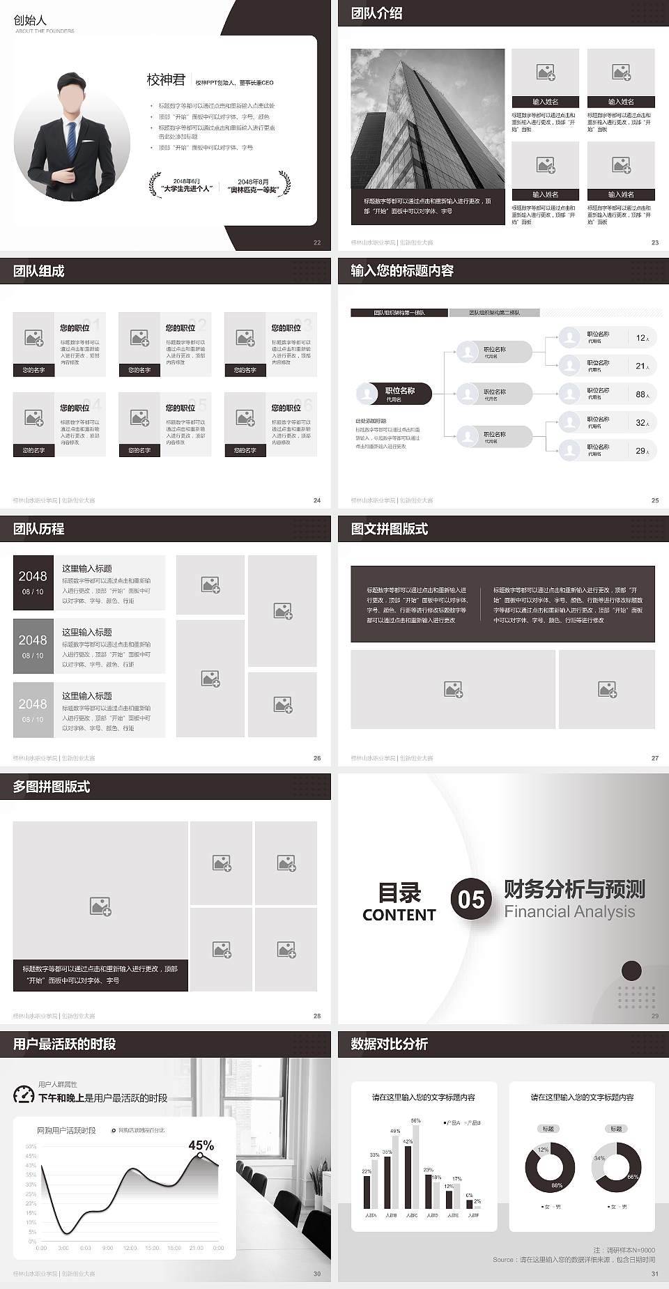 桂林山水职业学院全国大学生创新创业大赛计划书PPT模板4:3格式幻灯片预览图4
