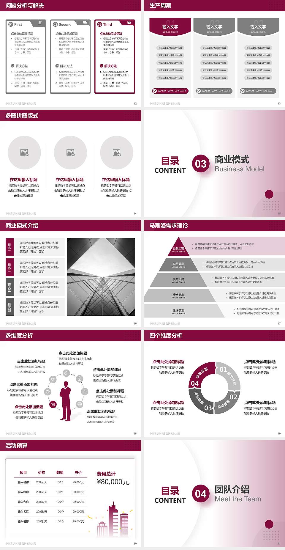 中央音乐学院全国大学生创新创业大赛计划书PPT模板4:3格式幻灯片预览图3