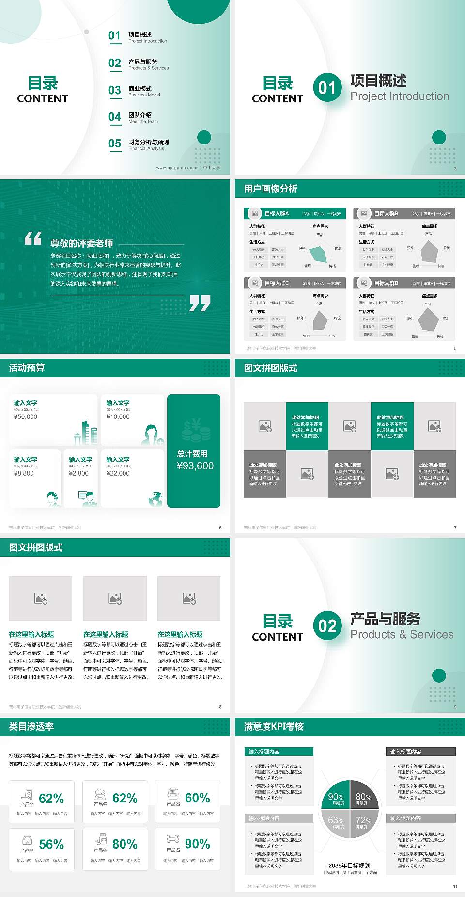 吉林电子信息职业技术学院全国大学生创新创业大赛计划书PPT模板4:3格式幻灯片预览图2