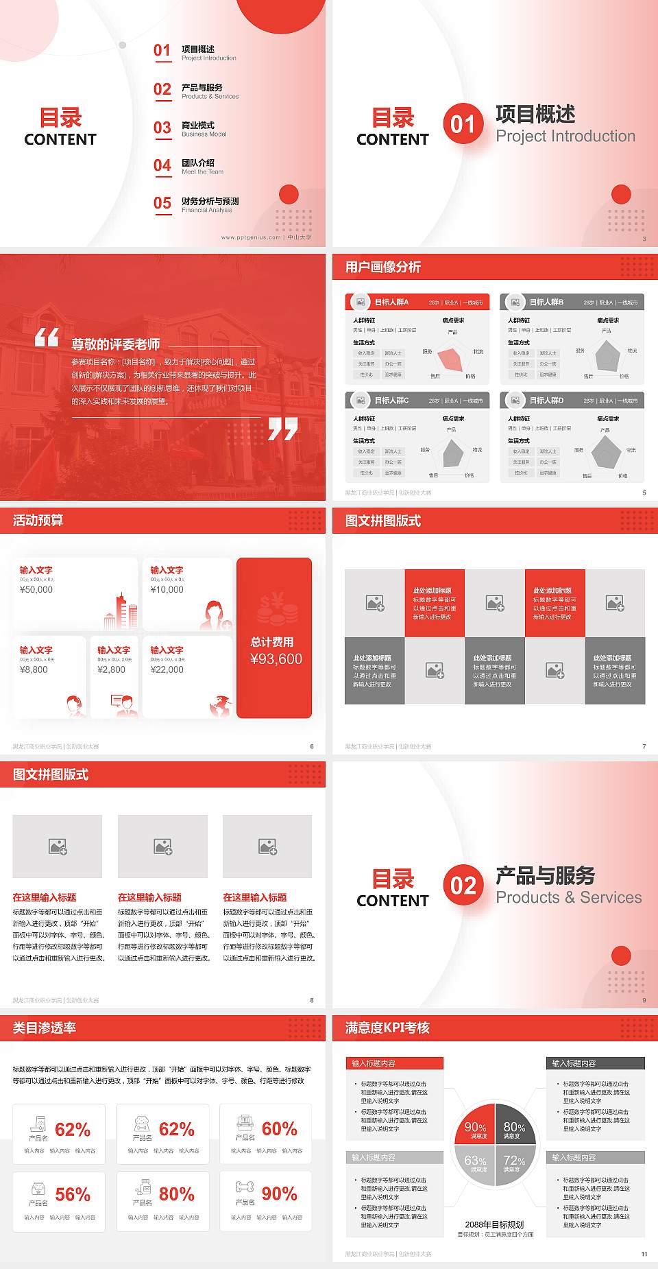 黑龙江商业职业学院全国大学生创新创业大赛计划书PPT模板4:3格式幻灯片预览图2