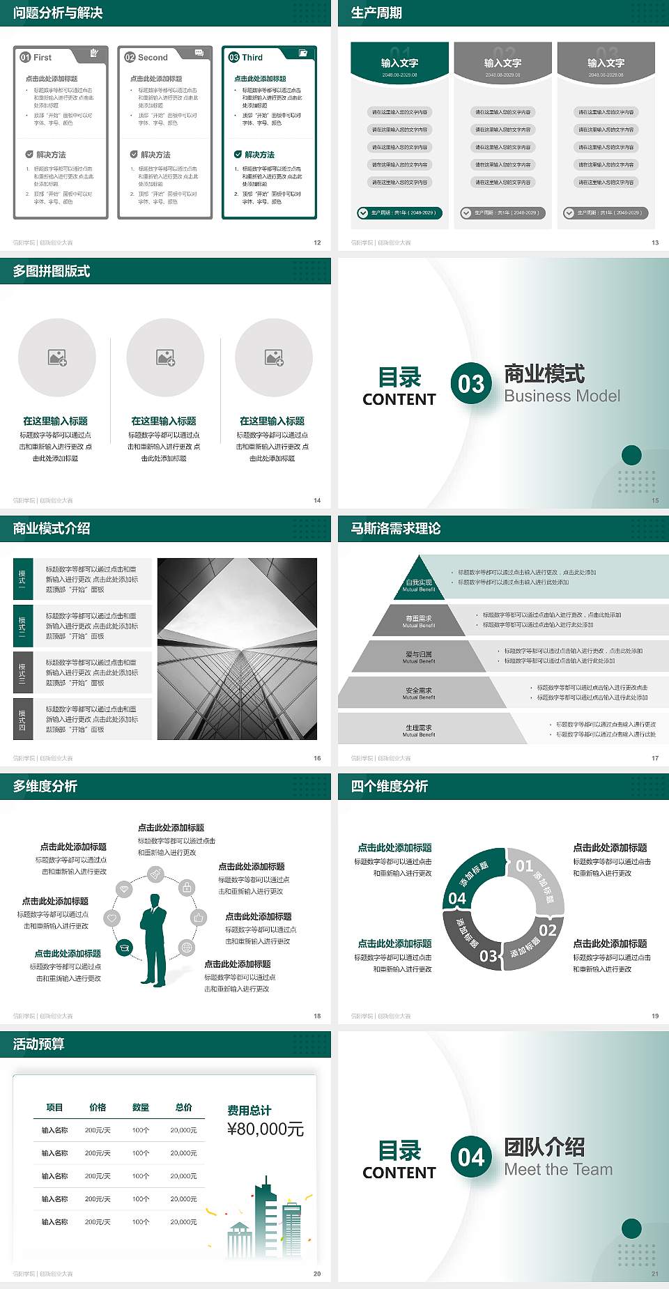信阳学院全国大学生创新创业大赛计划书PPT模板4:3格式幻灯片预览图3