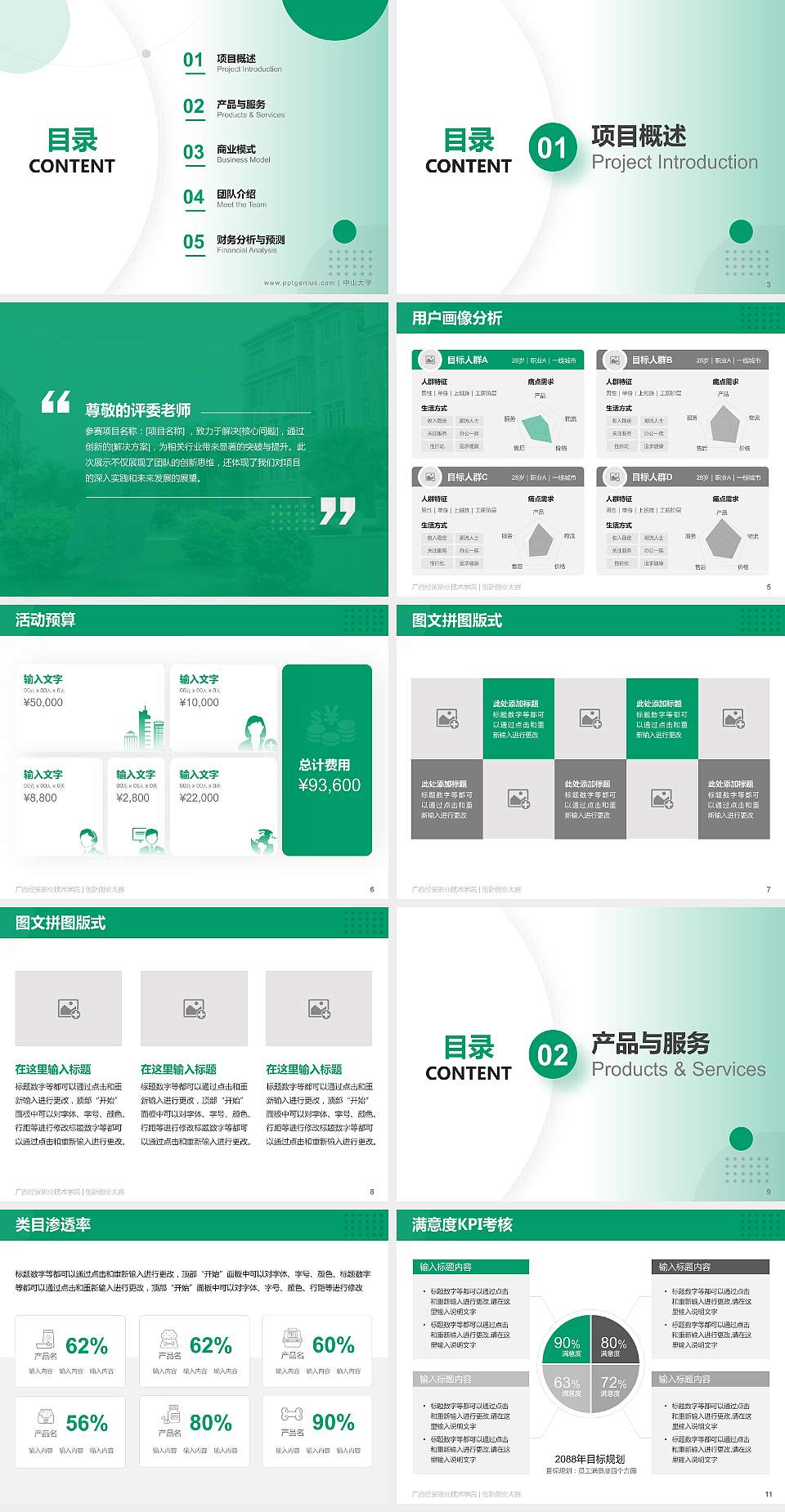 广西经贸职业技术学院全国大学生创新创业大赛计划书PPT模板4:3格式幻灯片预览图2