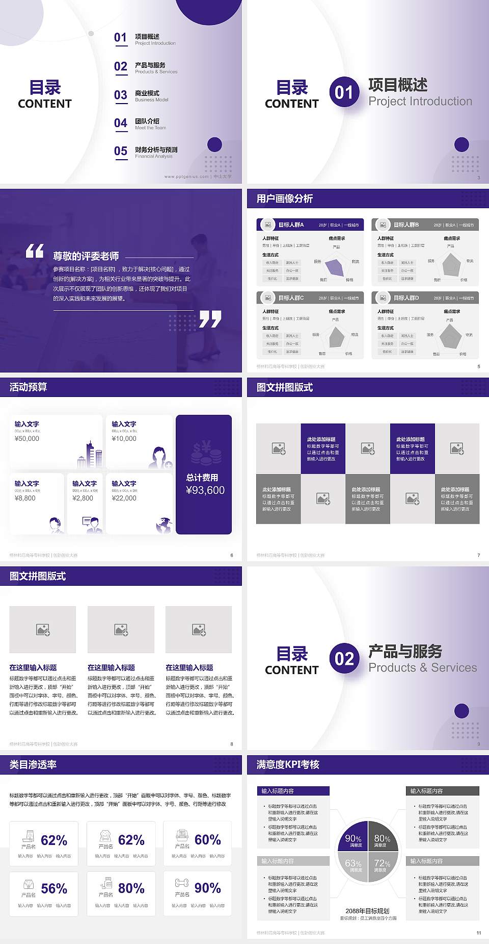 桂林师范高等专科学校全国大学生创新创业大赛计划书PPT模板4:3格式幻灯片预览图2