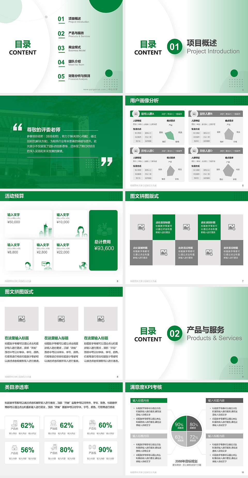 福建农林大学全国大学生创新创业大赛计划书PPT模板4:3格式幻灯片预览图2