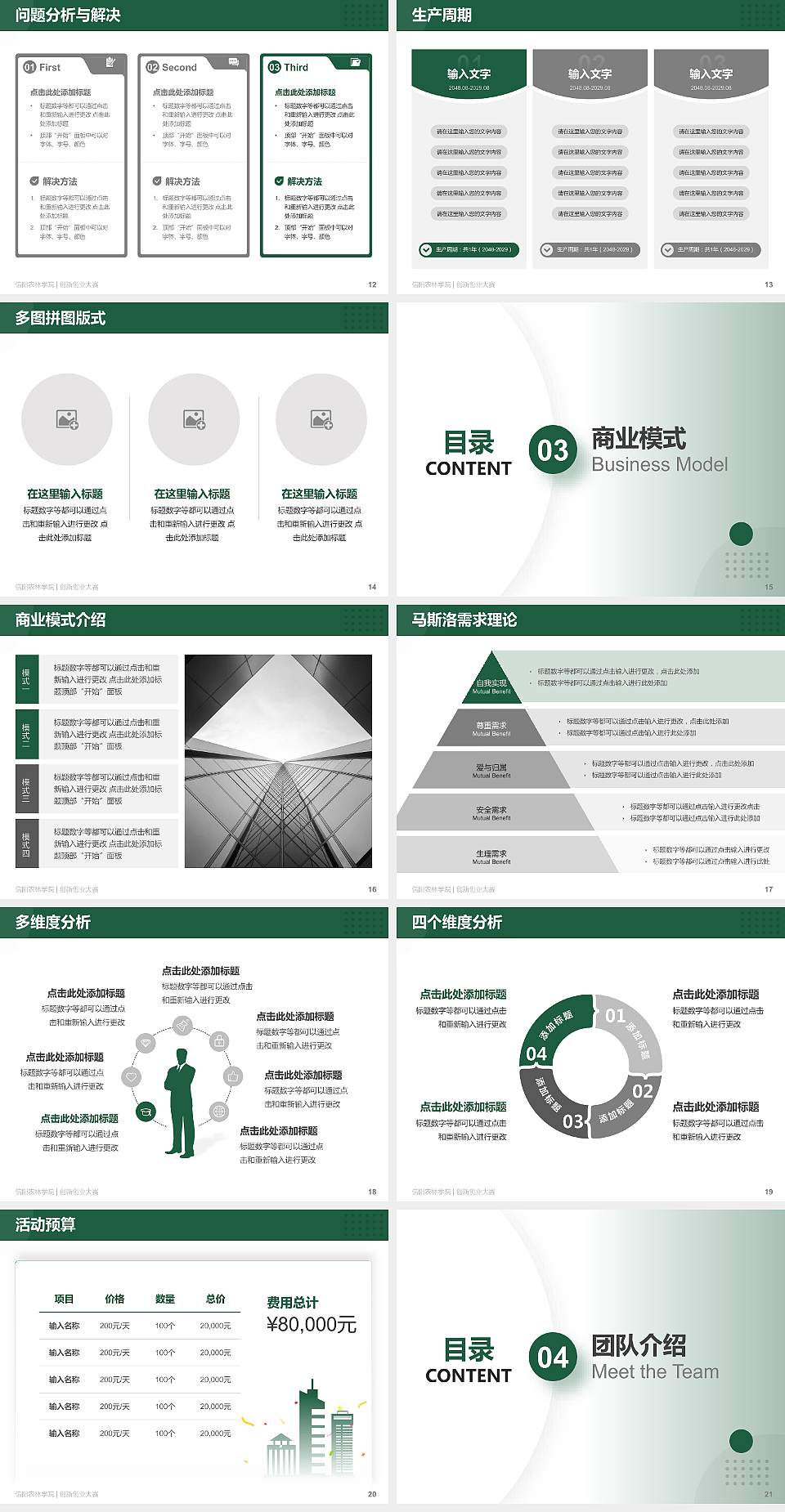 信阳农林学院全国大学生创新创业大赛计划书PPT模板4:3格式幻灯片预览图3