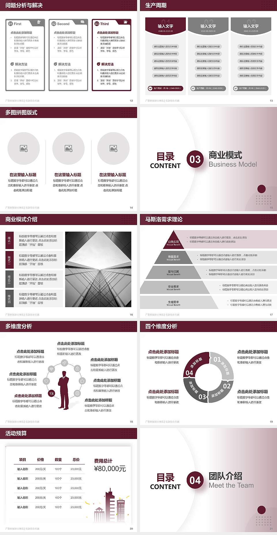 广东财贸职业学院全国大学生创新创业大赛计划书PPT模板4:3格式幻灯片预览图3