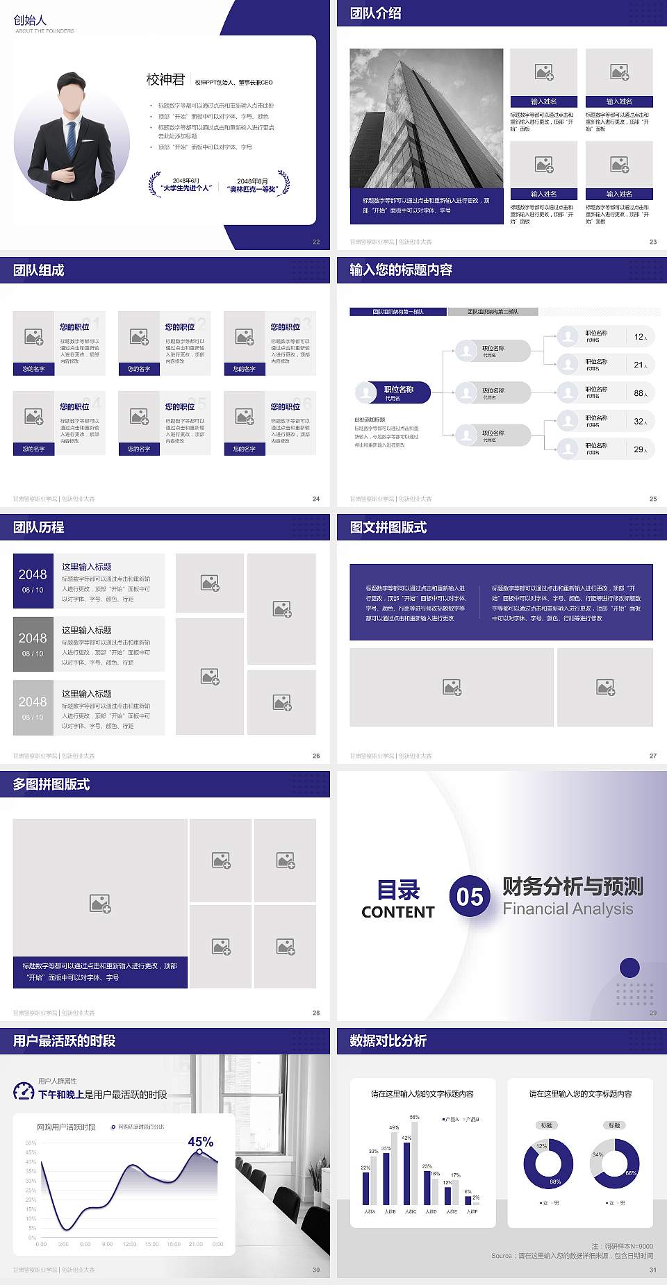 甘肃警察职业学院全国大学生创新创业大赛计划书PPT模板4:3格式幻灯片预览图4