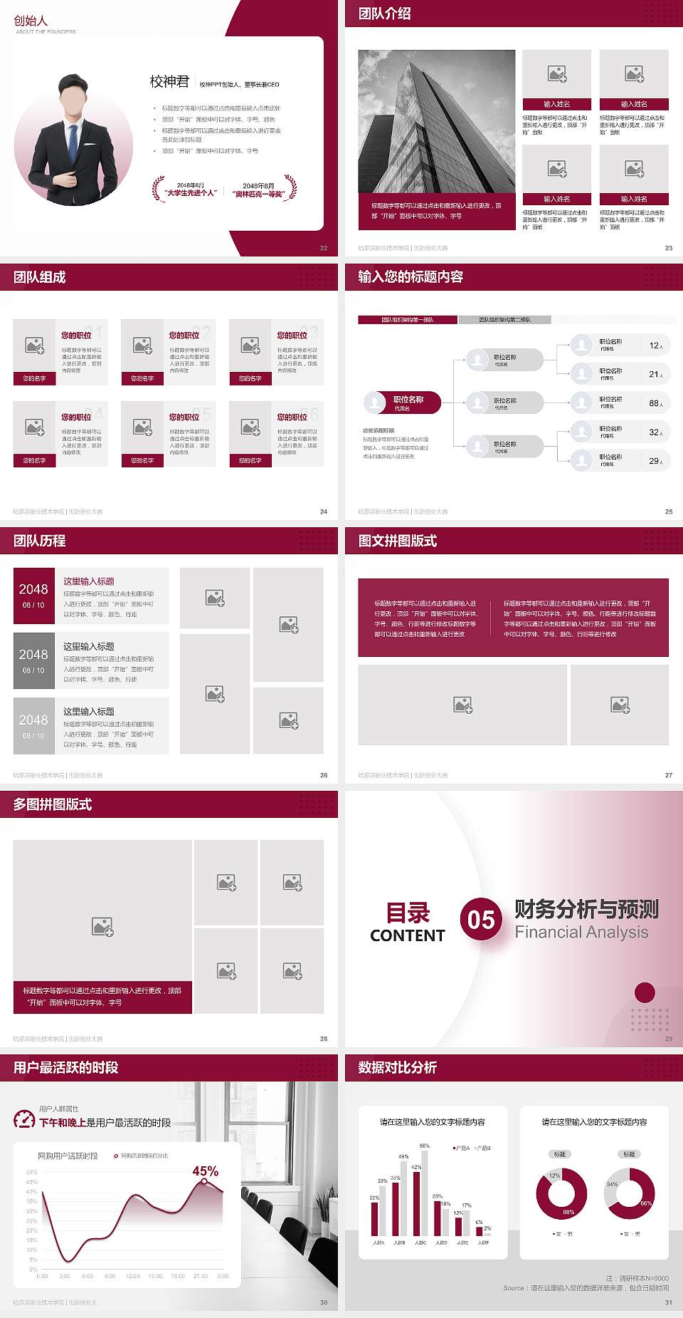 哈尔滨职业技术学院全国大学生创新创业大赛计划书PPT模板4:3格式幻灯片预览图4