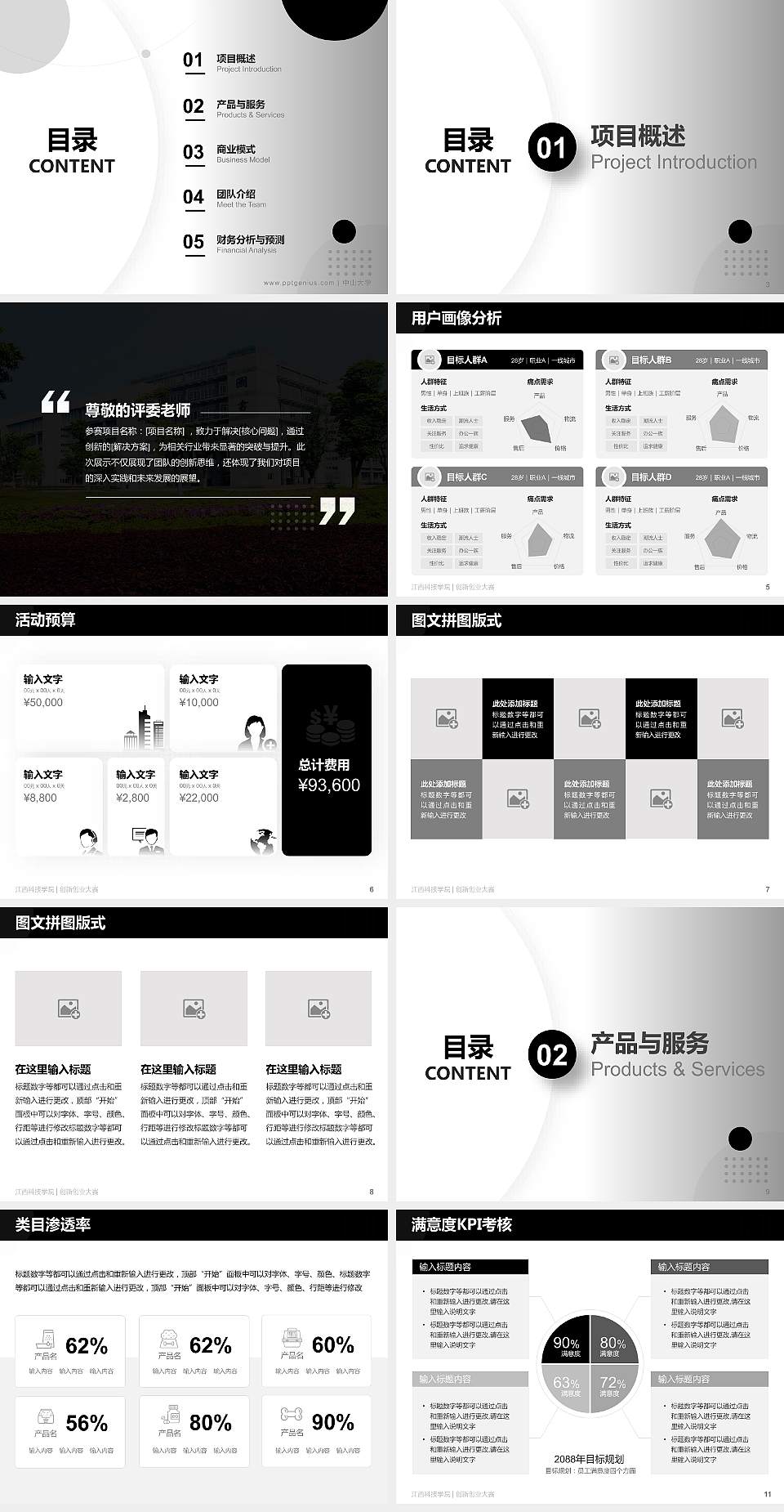 江西科技学院全国大学生创新创业大赛计划书PPT模板4:3格式幻灯片预览图2