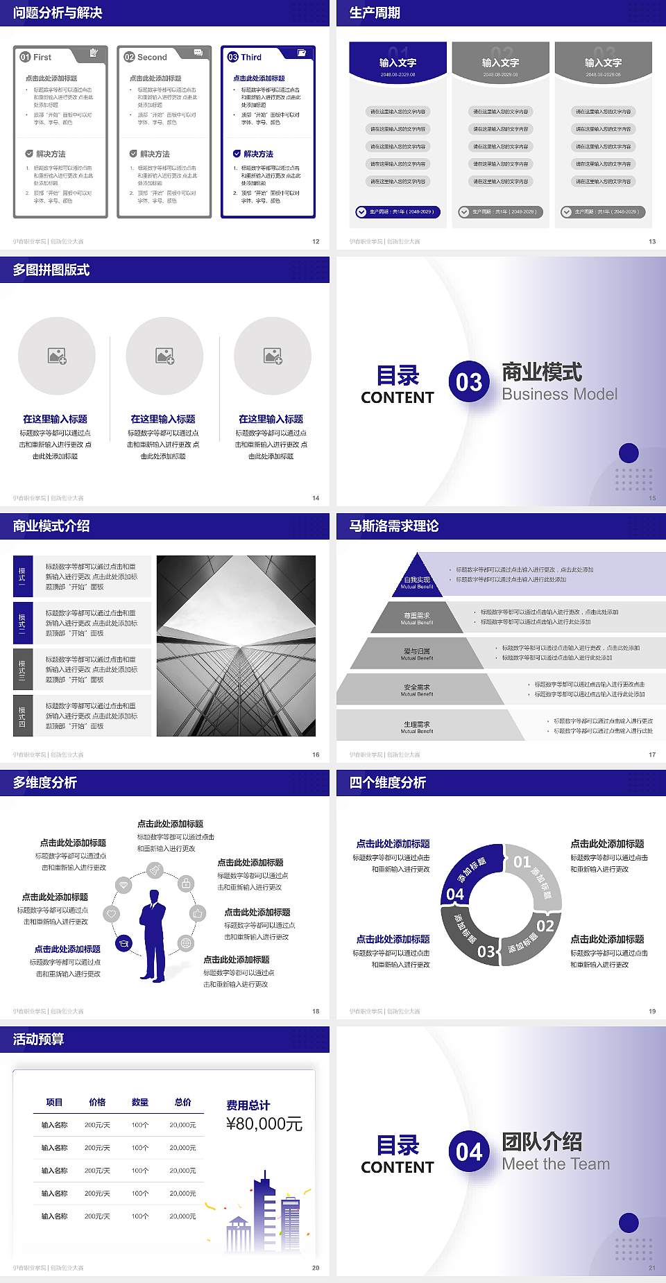 伊春职业学院全国大学生创新创业大赛计划书PPT模板4:3格式幻灯片预览图3