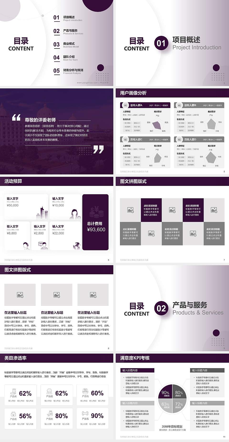 荆州理工职业学院全国大学生创新创业大赛计划书PPT模板4:3格式幻灯片预览图2