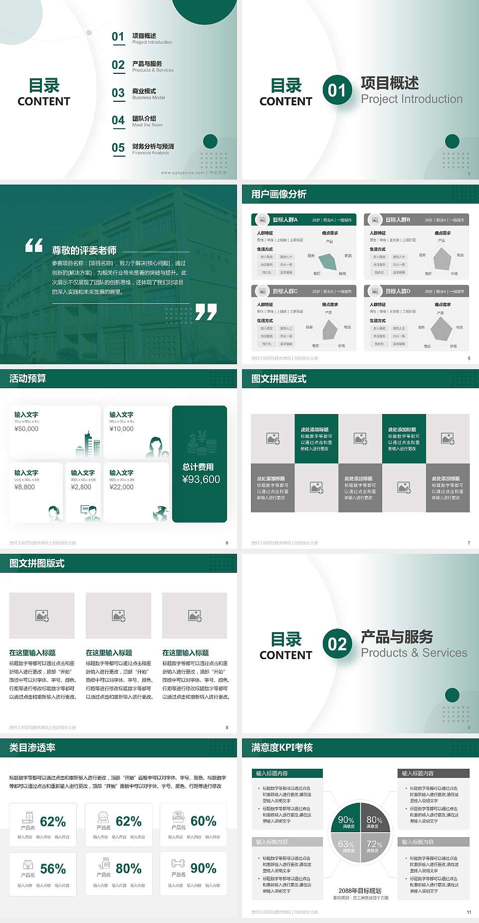 贵州工程应用技术学院全国大学生创新创业大赛计划书PPT模板4:3格式幻灯片预览图2