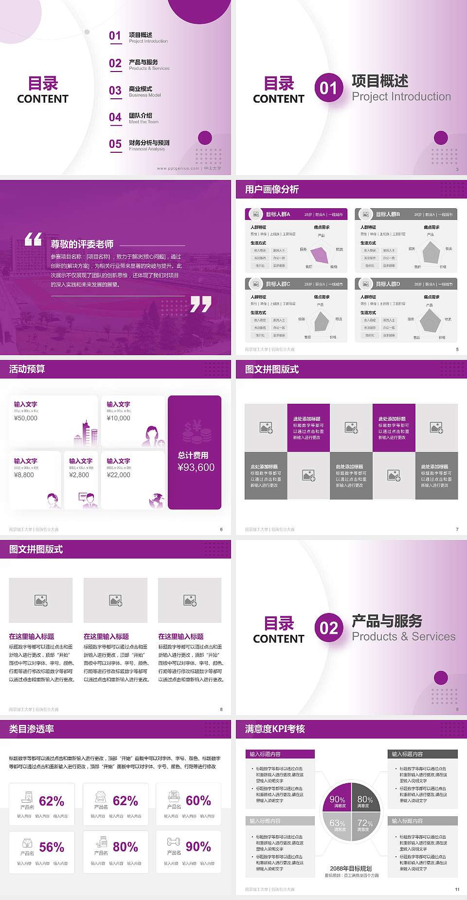 南京理工大学全国大学生创新创业大赛计划书PPT模板4:3格式幻灯片预览图2